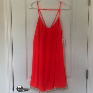 Coral fringe dress